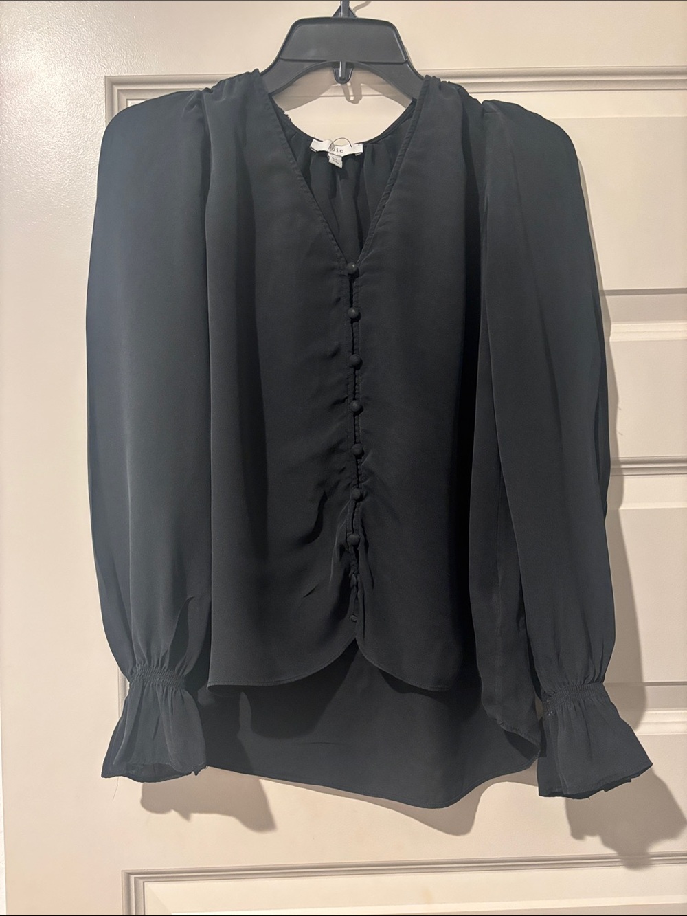 Joie Black Long-Sleeve V-Neck Button Blouse